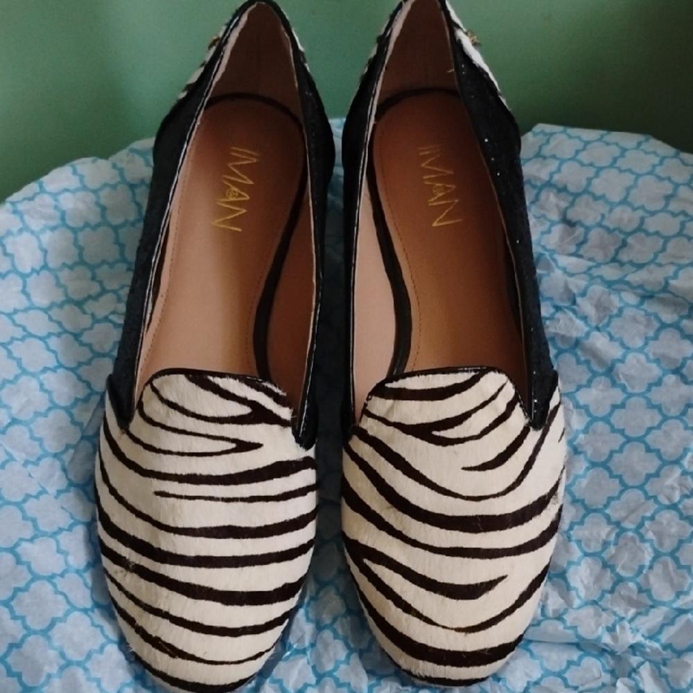 IMAN Black and White Zebra Loafers